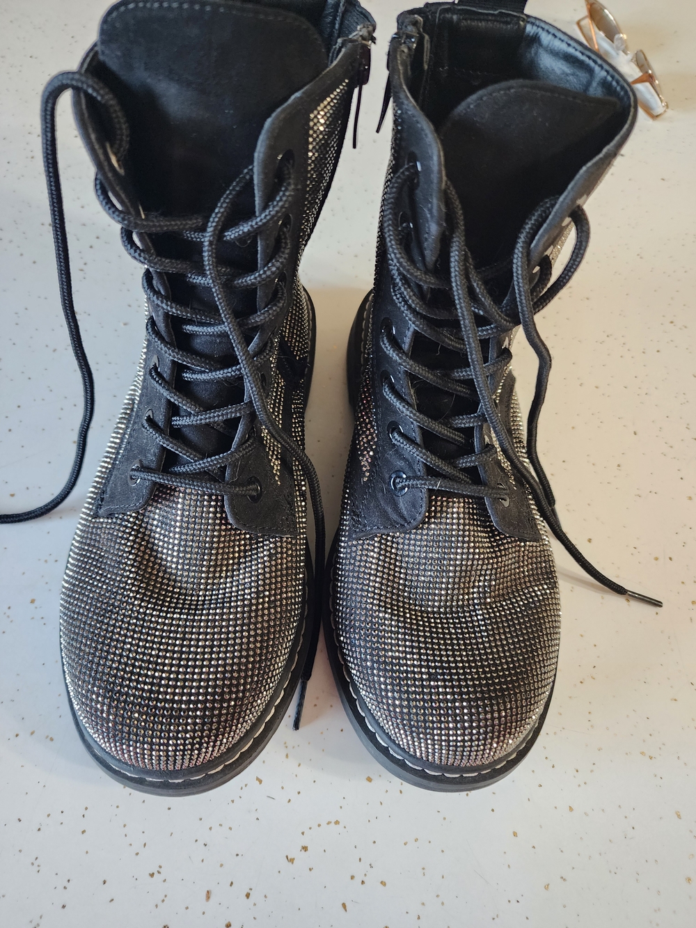 Torrid Betsy Johnson Rhinestone Black Lace-Up Women's Combat Boots